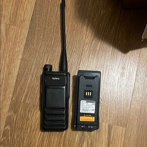 Hytera Black Two-Way Radio used works comes with belt clip battery and antenna